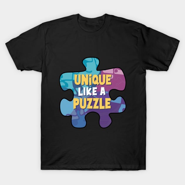 Unique like a puzzle -  Autism awareness T-Shirt by CoolFuture